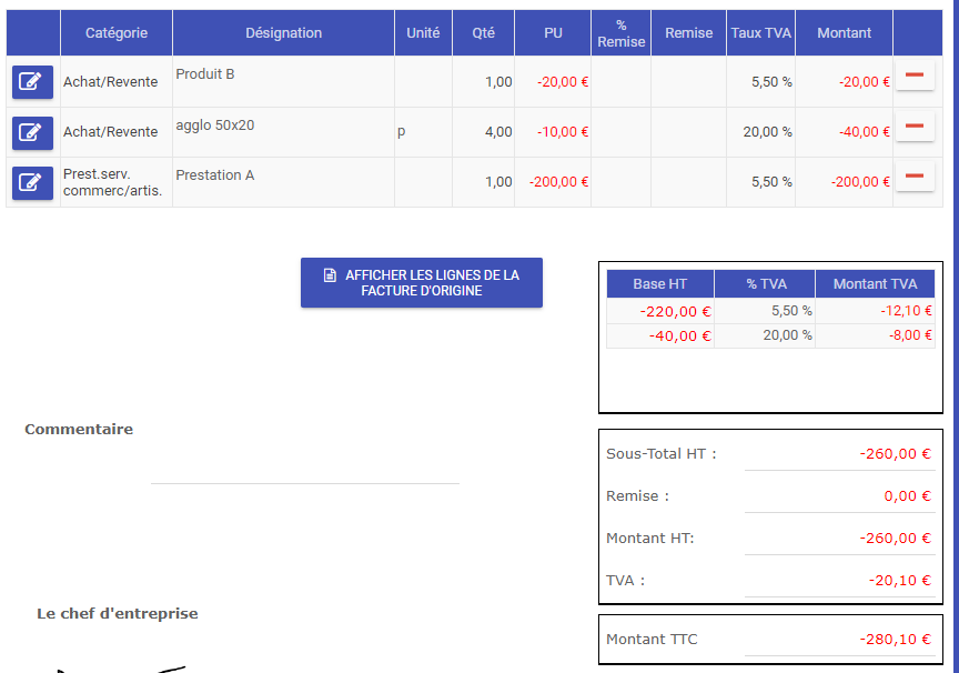avoir partiel sous gesticompta.