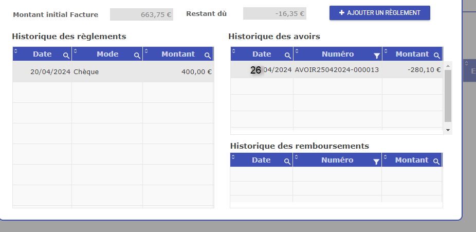 historique d'un compte client sous gesticompta 