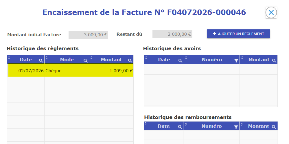 l'encaissement d'un acompte d'une facture en micro entreprise
